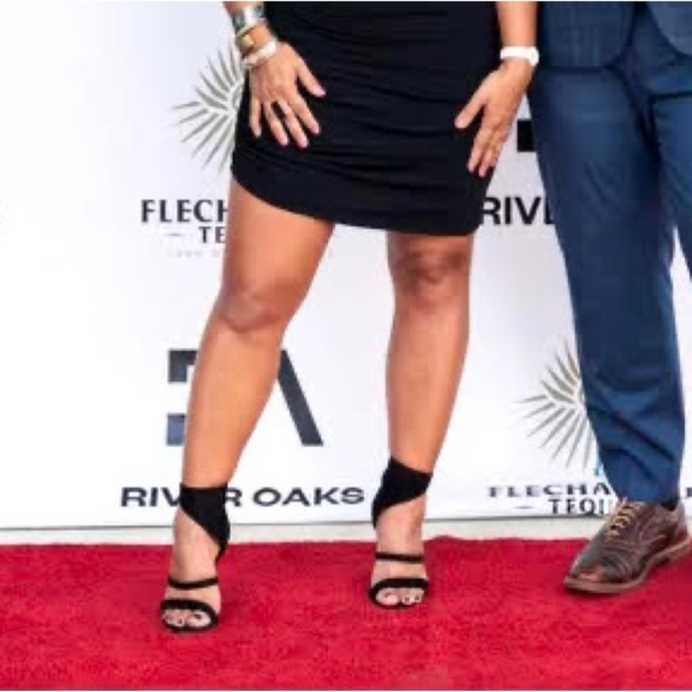 Tamara Mellon Sinner 105 Black Suede Cone Heel Strappy Sandals 37 Open Toe